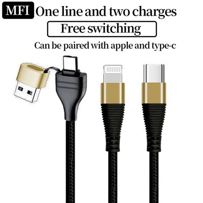 MFi Ċertifikati 2 f'1 Ċarġ Cable